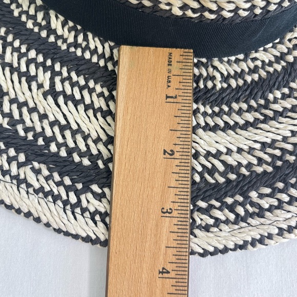ZARA Woven Fedora Ecru/Black, 3.5” Wide Brim - Picture 8 of 13